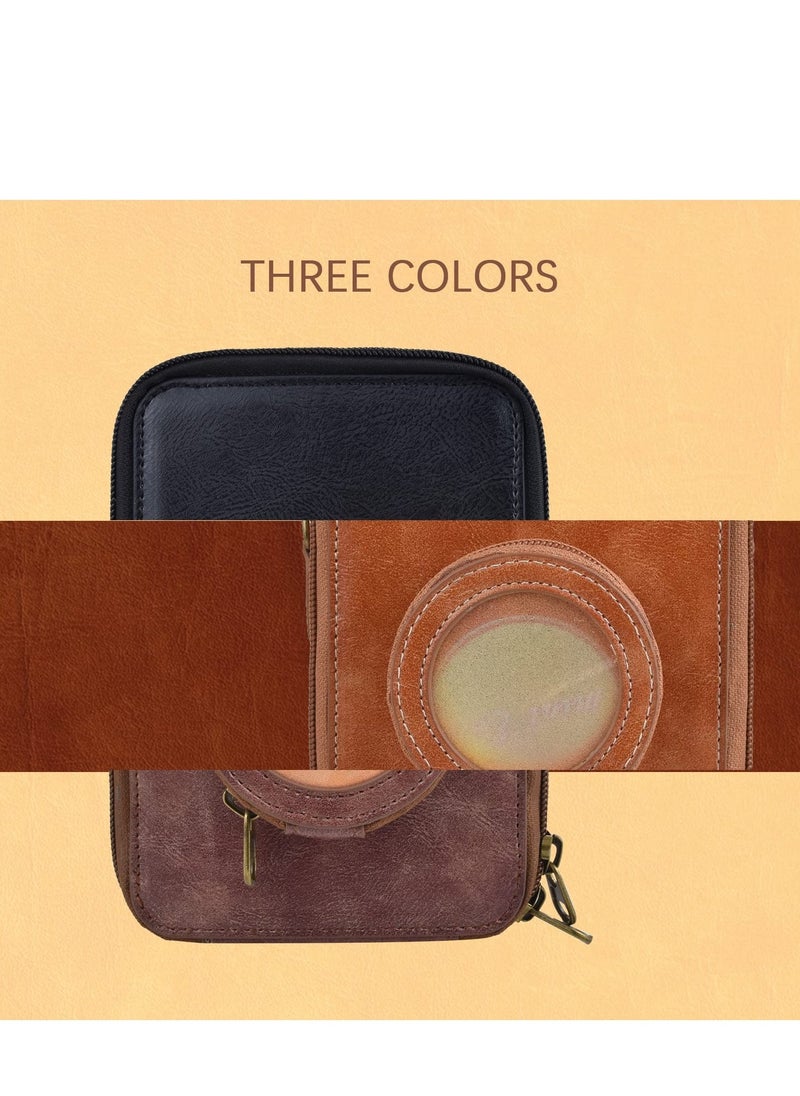 Protective Case for Fujifilm Instax Mini EVO Camera Case, Retro PU Leather Protective Case for Mini EVO Instant Camera, High Capacity Cover with Removable Shoulder Strap, Vintage Brown