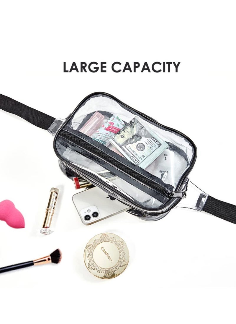 Clear Pack for Women Men, Stadium Approved Waist Pack with Adjustable Strap,Fashion Waterproof Belt Bag for Festival, Games and Concerts Travel.