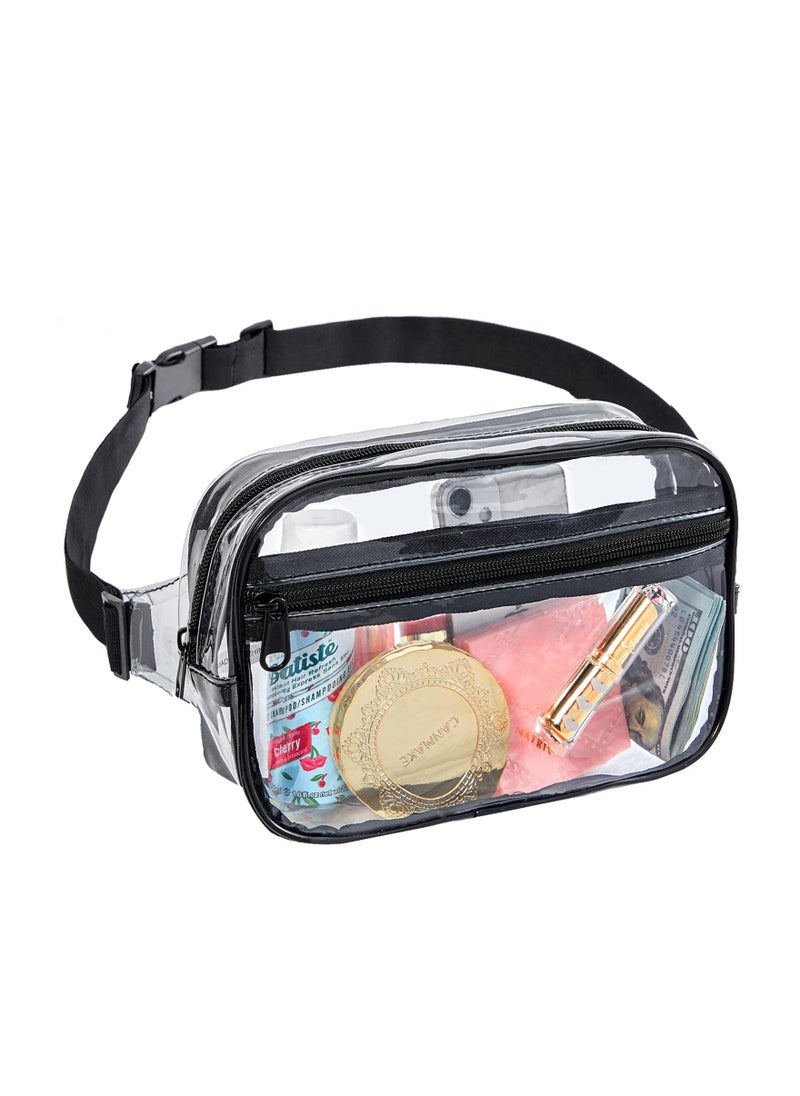 Clear Pack for Women Men, Stadium Approved Waist Pack with Adjustable Strap,Fashion Waterproof Belt Bag for Festival, Games and Concerts Travel.