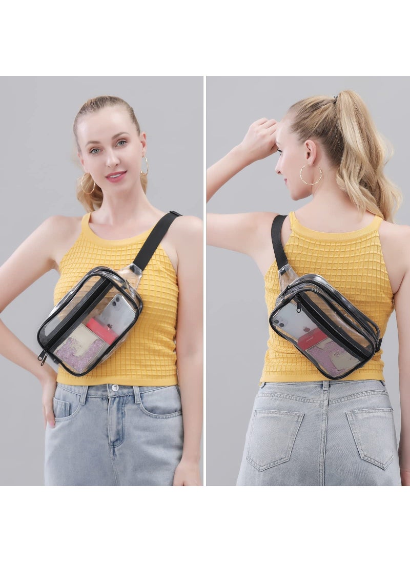 Clear Pack for Women Men, Stadium Approved Waist Pack with Adjustable Strap,Fashion Waterproof Belt Bag for Festival, Games and Concerts Travel.