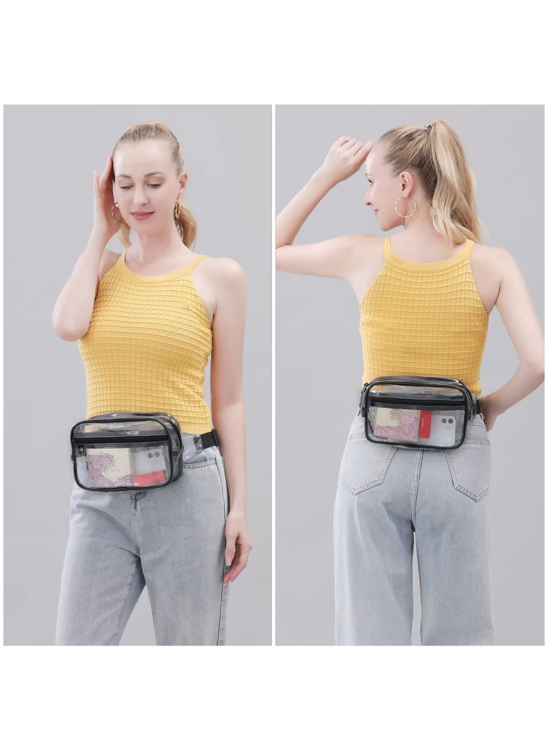 Clear Pack for Women Men, Stadium Approved Waist Pack with Adjustable Strap,Fashion Waterproof Belt Bag for Festival, Games and Concerts Travel.