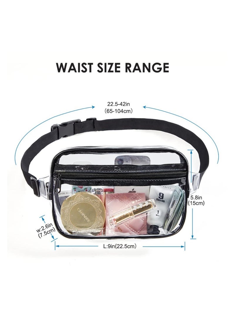 Clear Pack for Women Men, Stadium Approved Waist Pack with Adjustable Strap,Fashion Waterproof Belt Bag for Festival, Games and Concerts Travel.