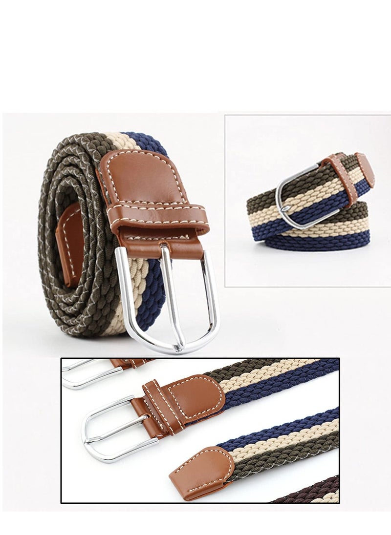 Braided Belt, Mens Elastic Stretch Belt, Women Vintage Belts, Fabric Woven Girl Jeans Dress Casual Belt, Rugged Flex Nylon Cord Braided Belt  No Hole Design