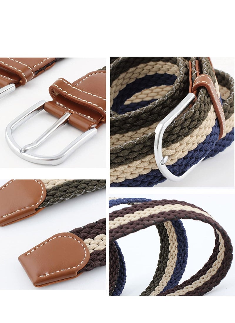 Braided Belt, Mens Elastic Stretch Belt, Women Vintage Belts, Fabric Woven Girl Jeans Dress Casual Belt, Rugged Flex Nylon Cord Braided Belt  No Hole Design