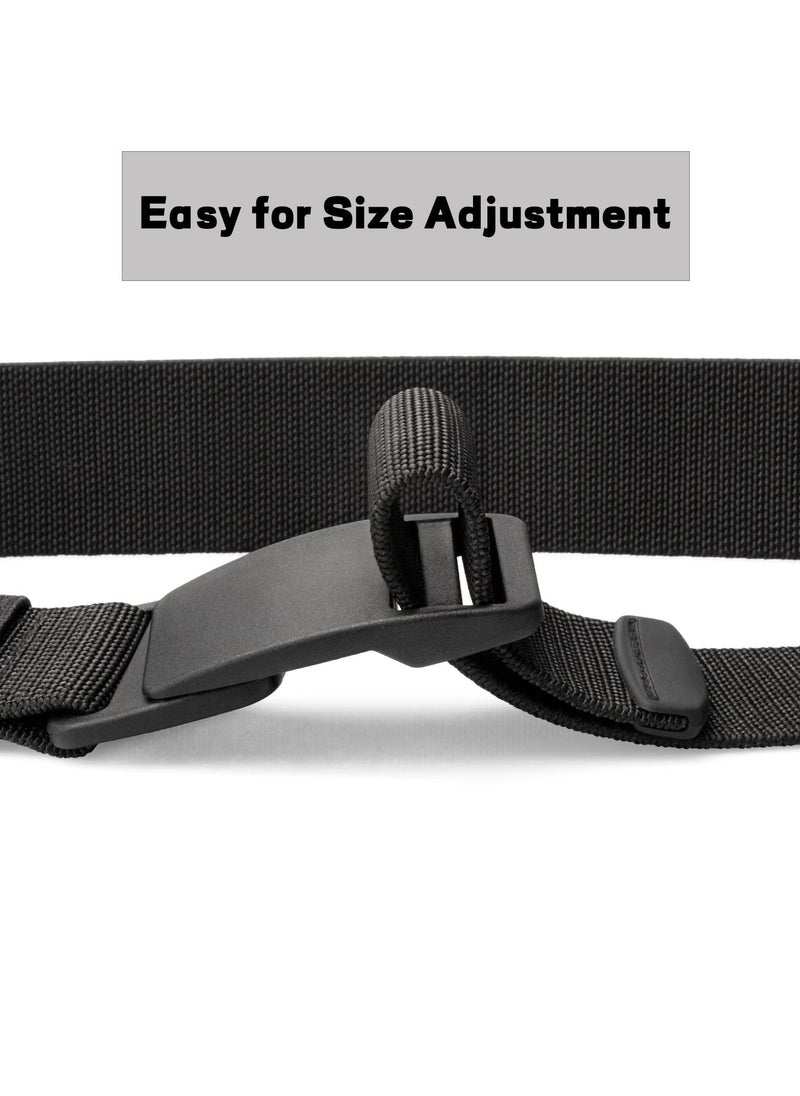 Mens Nylon Belt Lightweight Tactical Belt Elastic Breathable Waistband with Plastic Slide Adjustable Buckle for Outdoor Activities Men Jeans Black