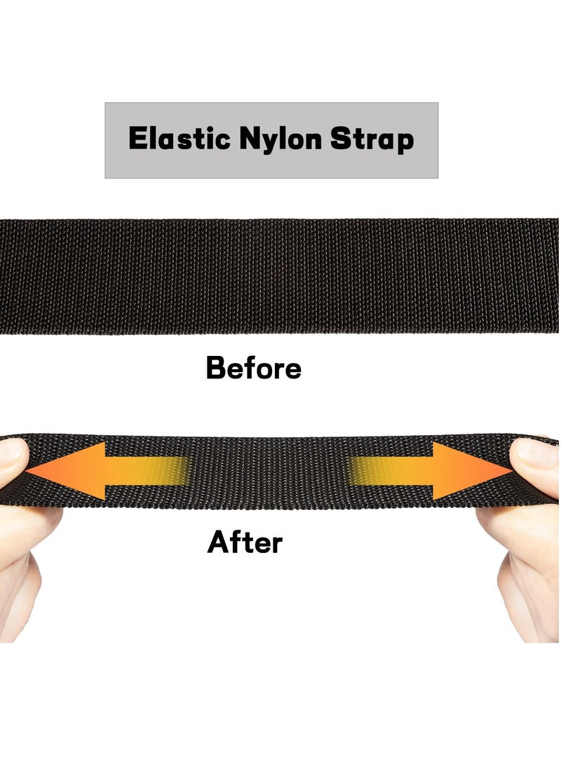 Mens Nylon Belt Lightweight Tactical Belt Elastic Breathable Waistband with Plastic Slide Adjustable Buckle for Outdoor Activities Men Jeans Black