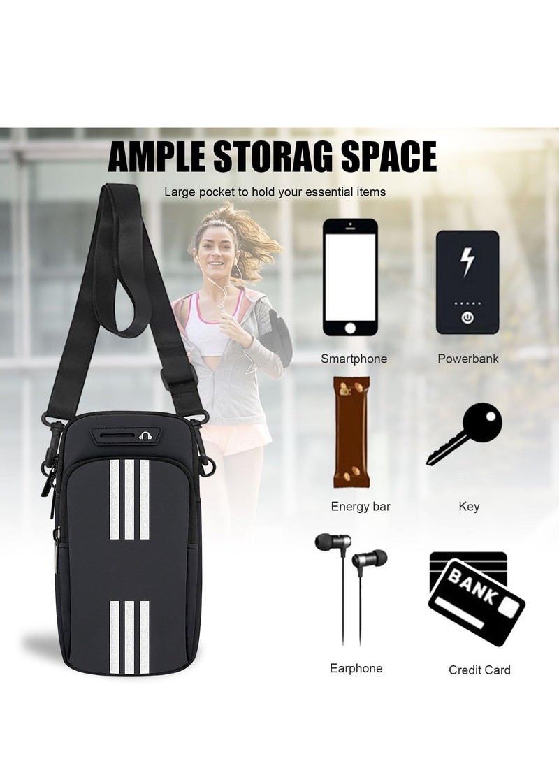 Phone Holder for Running Armband Cell Phone Purse Crossbody for Women Men Kids,iPhone 14 13 12 11 Pro Max Xs Xr X 8 7 6 Plus SE Mini Pouch,Galaxy S23 S22 S21 Ultra Edge Note 20 Arm Bag Black