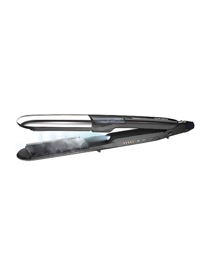 2-In-1 Hair Steam Straightener Black/Silver