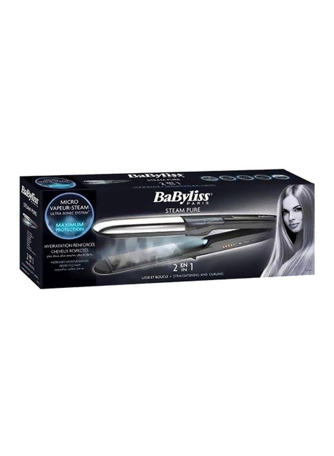 2-In-1 Hair Steam Straightener Black/Silver