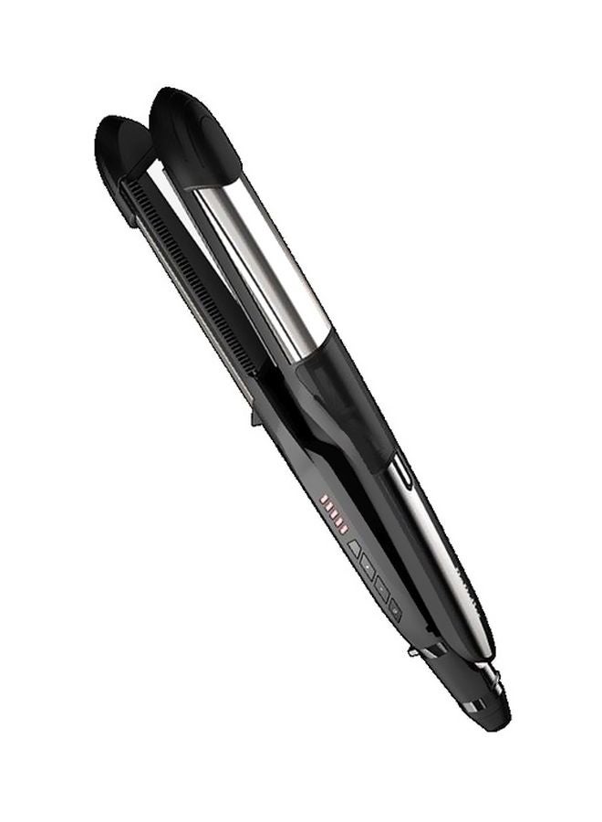 2-In-1 Hair Steam Straightener Black/Silver