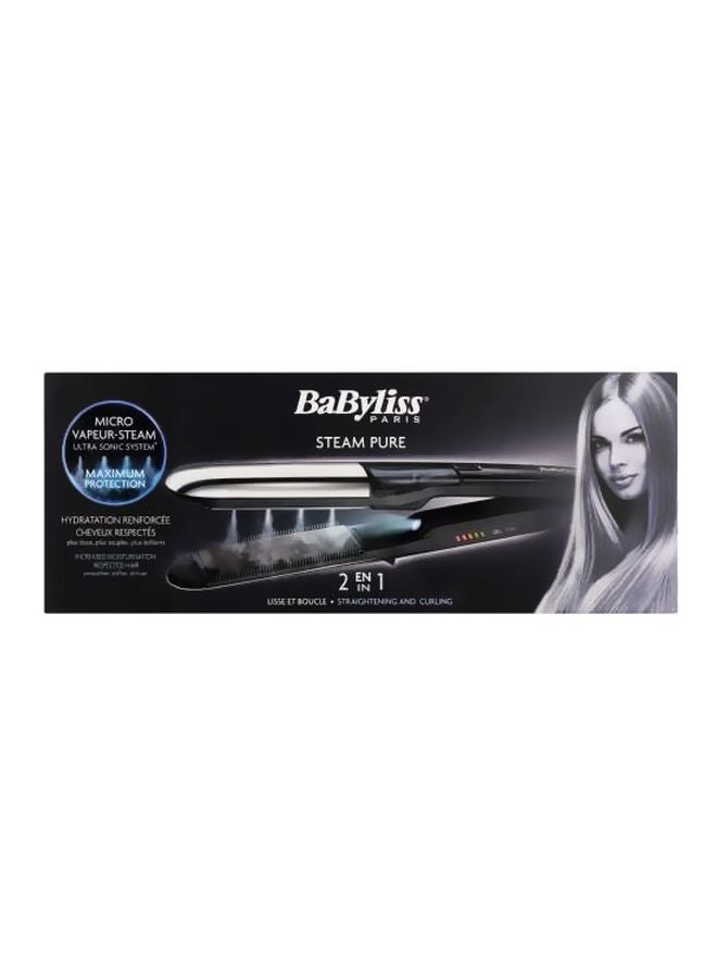 2-In-1 Hair Steam Straightener Black/Silver