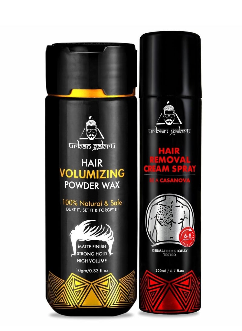 Urbangabru Hair Volumizing Powder 10 GM & HRS Casanova 200 ML - Men's Grooming Combo Kit