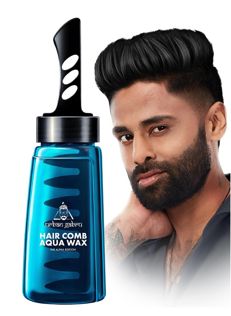 UrbanGabru Aqua Hair Wax | Alpha Edition 2-in-1 Men Hair Styling Wax | Strong Hold Wet look & Shiny finish all day (260 ml)