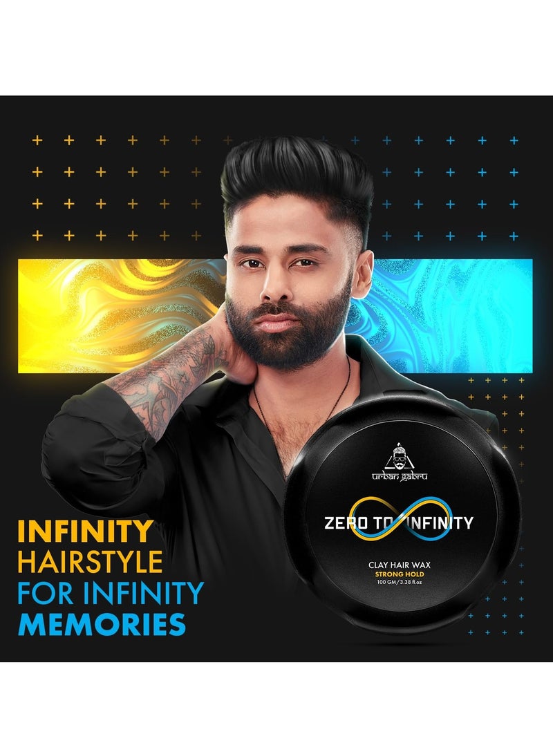 UrbanGabru Clay Hair Wax For Men: Zero to Infinity (100 gm) | Strong Hold Matte Finish | Natural Hair Styling Wax | All Hair Types | No Greasy Residue | Multiple Hairstyles