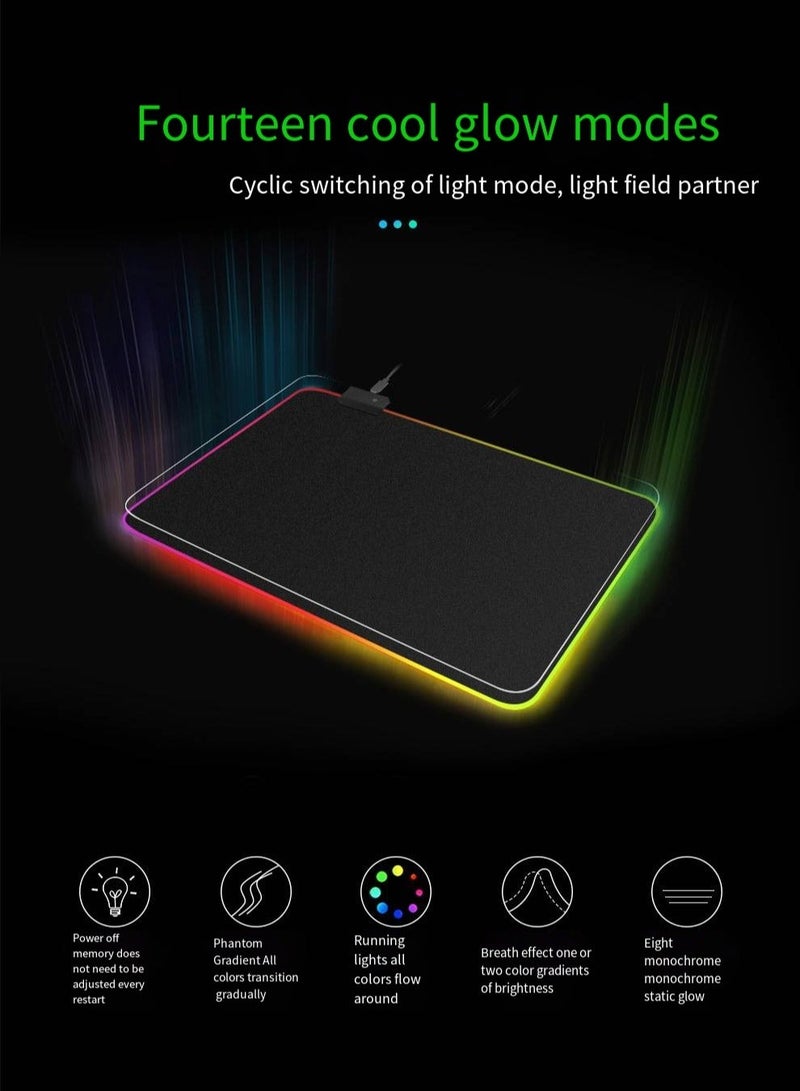 Gaming Mouse Pad, Extra Large Soft Led Extended Mouse pad, anti-slip Rubber Base Computer Keyboard Mat