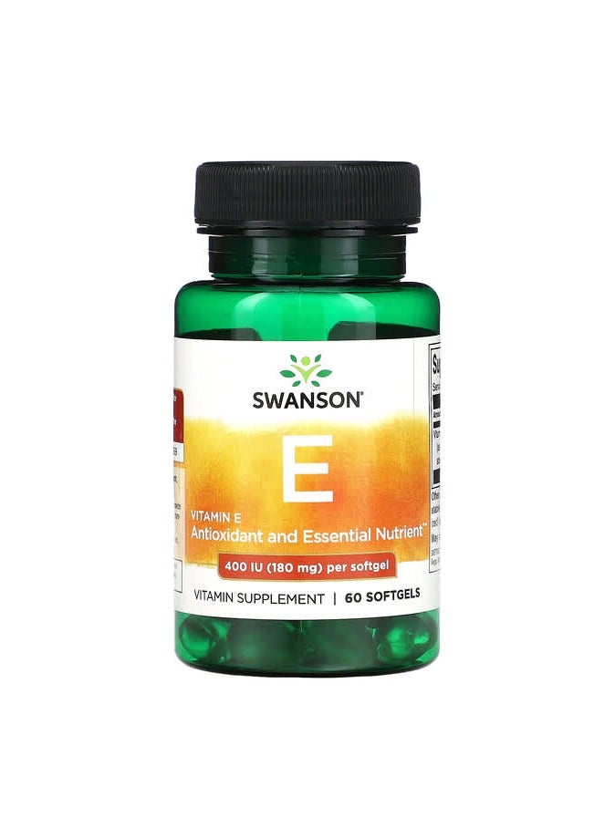 Vitamin E, 180 mg (400 IU), 60 Softgels