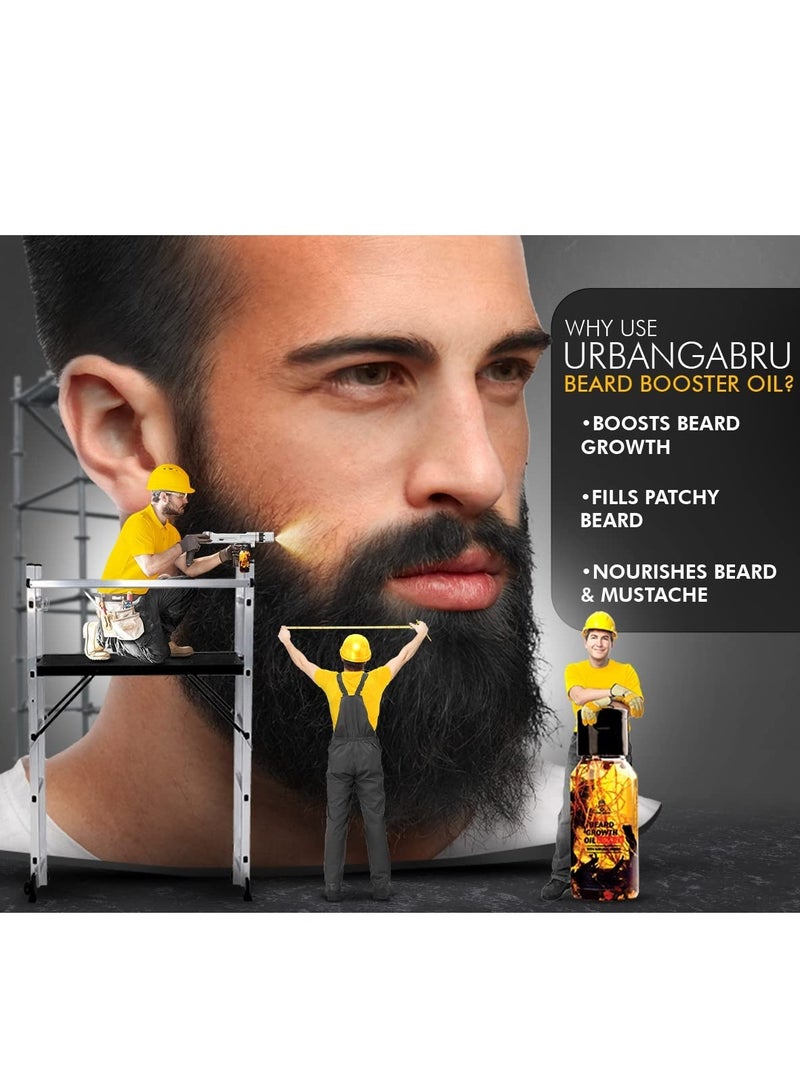 UrbanGabru Beard Booster Growth Oil For Men | Enriched With Natural Herbs & Jadibuti (60 Ml) | Beard Softener | Paraben Free | Fills Patchy Beard | For Thicker & Longer Beard