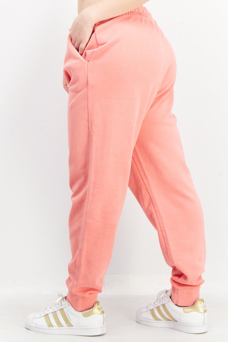 Women Regular Fit Solid Jogger Pants, Peach