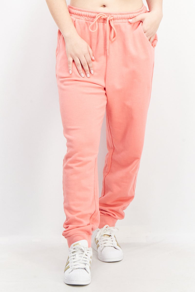 Women Regular Fit Solid Jogger Pants, Peach