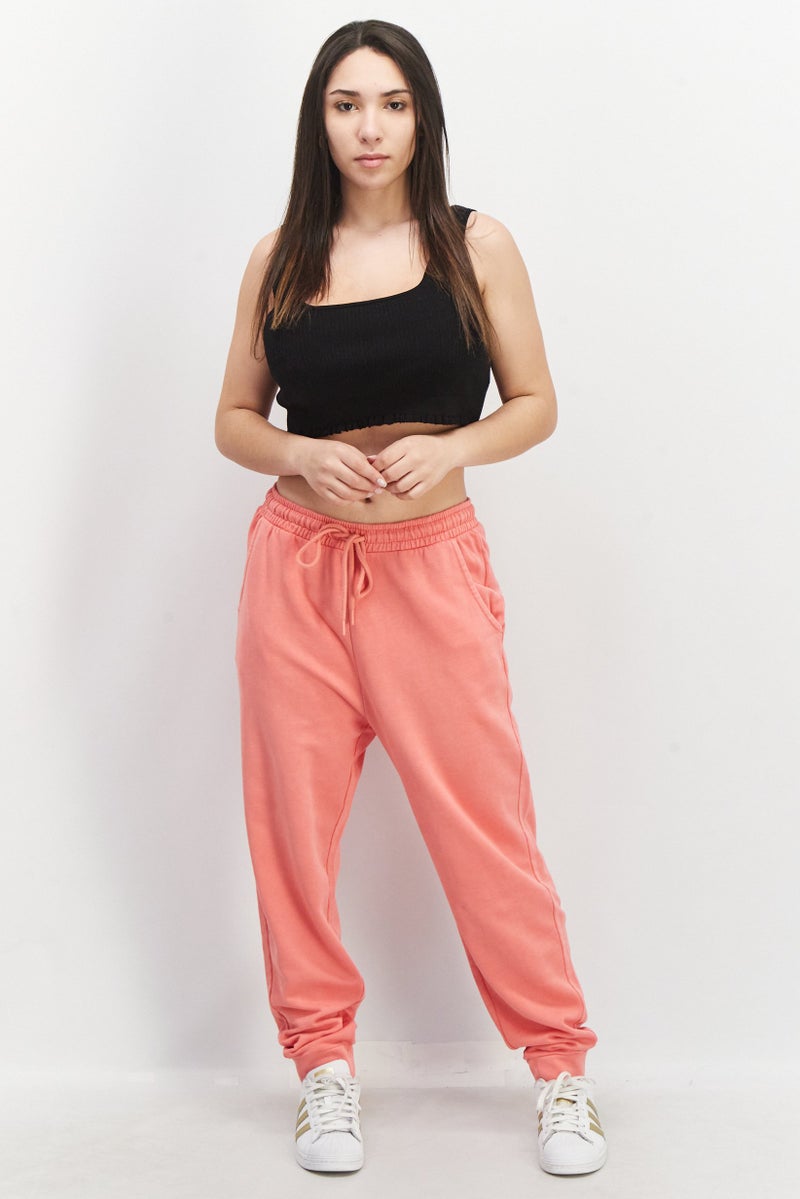 Women Regular Fit Solid Jogger Pants, Peach