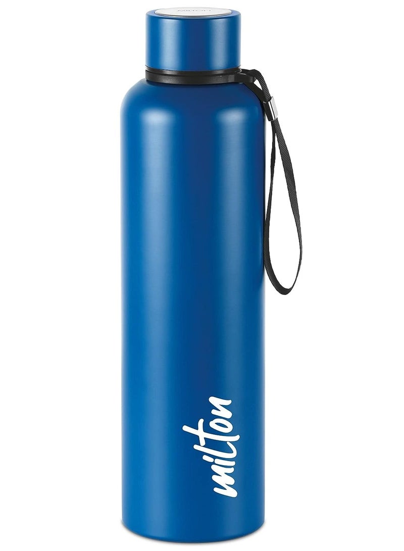 Milton Aura 1000 Thermosteel Bottle, 1.05 Litre, Dark Blue | 24 Hours Hot and Cold | Easy to Carry | Rust & Leak Proof | Tea | Coffee | Office| Gym | Home | Kitchen | Hiking | Trekking | Travel Bottle