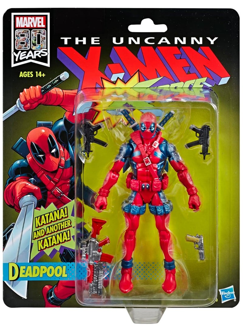 Marvel Legends Series Deadpool, Marvel Comics Uncanny X-Men X-Force Retro Collectible 6 Inch Action Figure for Adults Ages 14 and Up