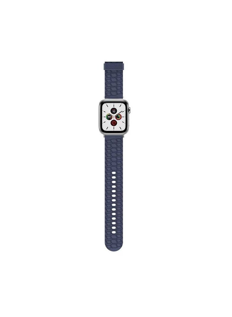 Tire Texture Premium Silicone Apple Watch Band 44mm - Midnight Blue