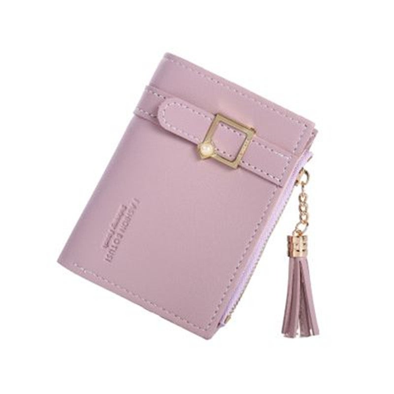 Zipper Purse With Tassels Pink