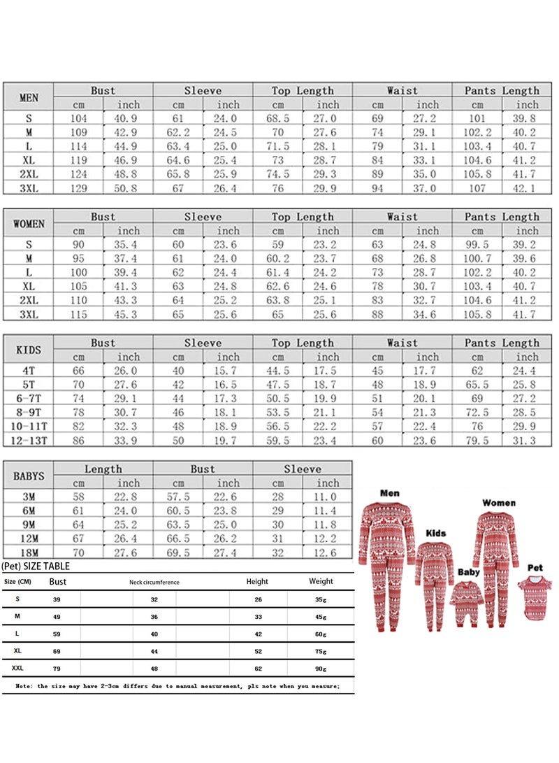 Children's Family Matching Pajamas Vacation Suits Long Sleeves Parent-Child Pajamas Home Clothes Suitable for Women Men Children and Pets (Kids)