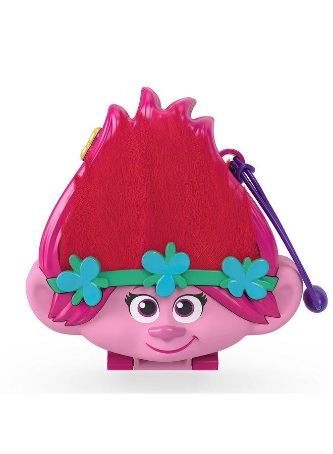 Trolls Compact Playset, Poppy & Branch Micro Dolls, 13 Accessories, Poppy Exterior With Soft Hair, Collectible Toy