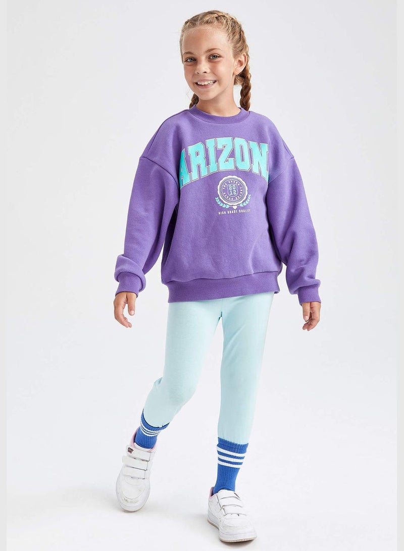 Girl Crew Neck Long Sleeve Knitted Sweatshirt