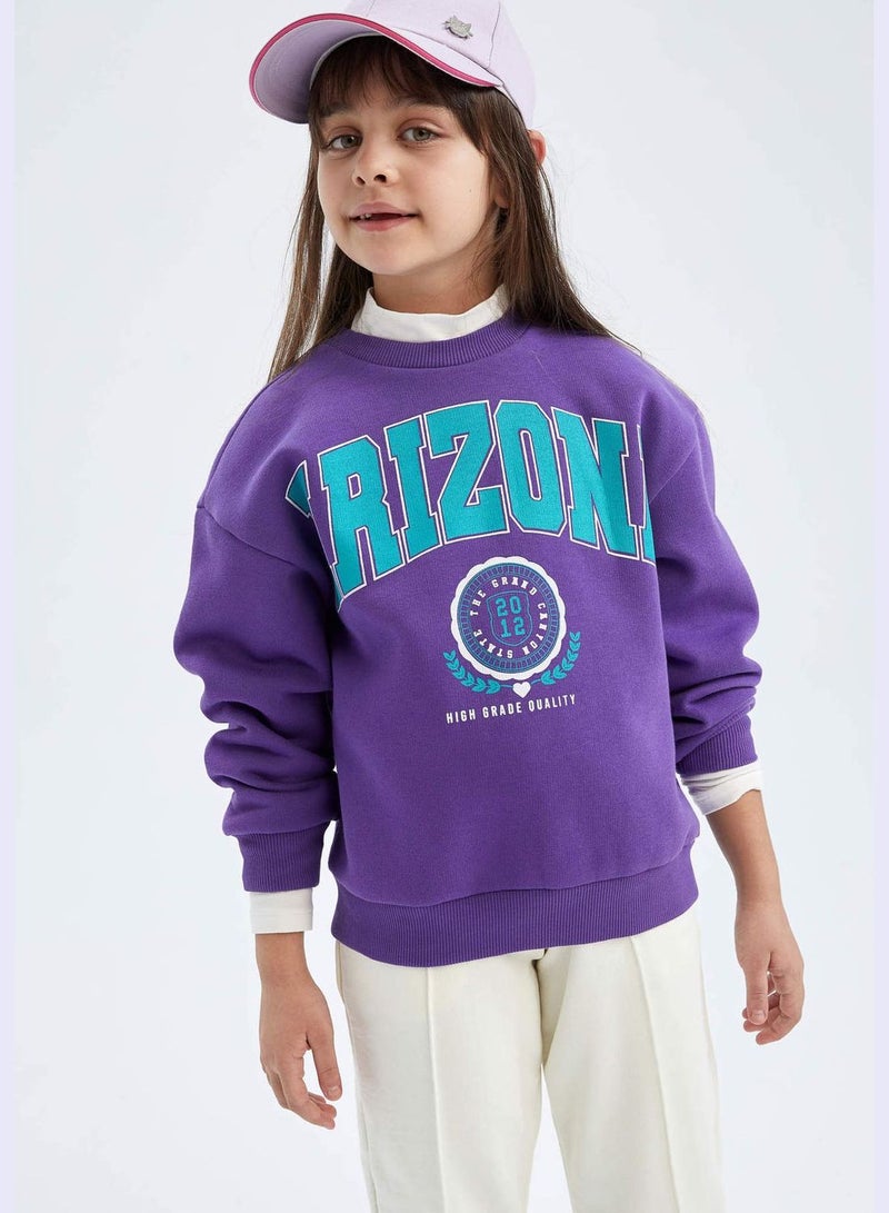 Girl Crew Neck Long Sleeve Knitted Sweatshirt