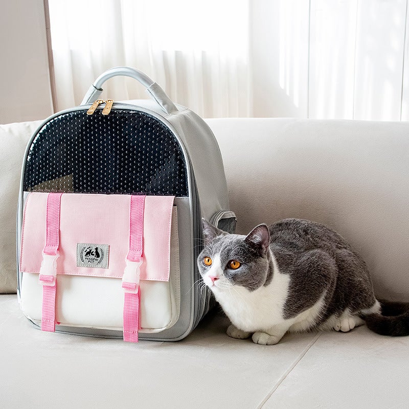 Portable Large Cat Dog Backpack Pink