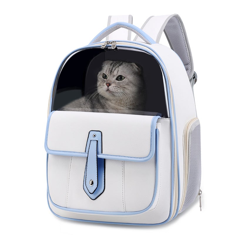 Fashion Breathable Square Cat Backpack White (Special LI)