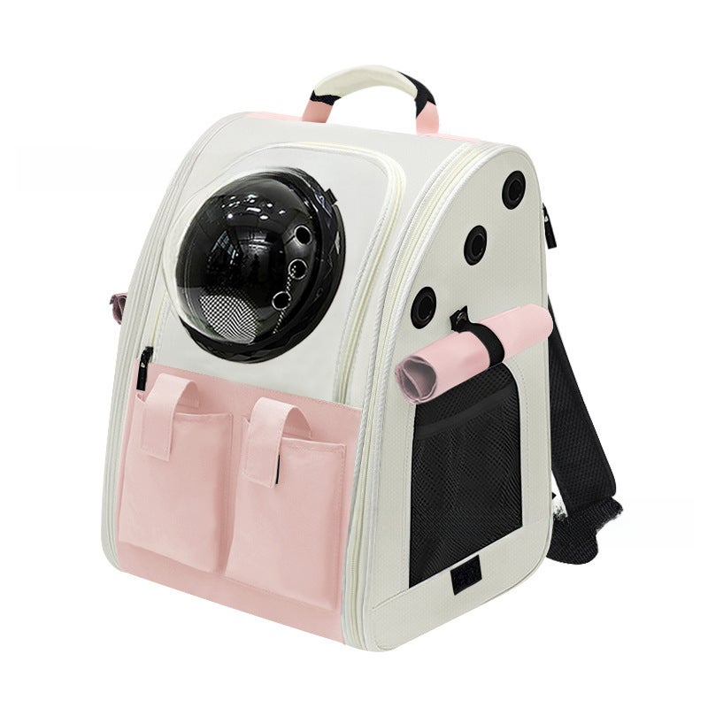 Spacious Pet Backpack for Cats Rice noodles black circle