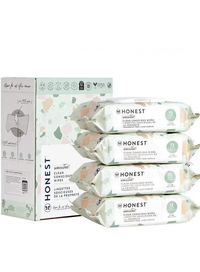 The Honest Company Clean Conscious Wipes | 99% Water, Compostable, Plant-Based, Baby Wipes | Hypoallergenic, Ewg Verified | Geo Mood, 288 Count