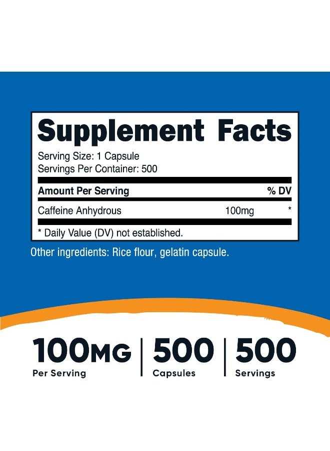 Caffeine Pills 100Mg 500 Capsules