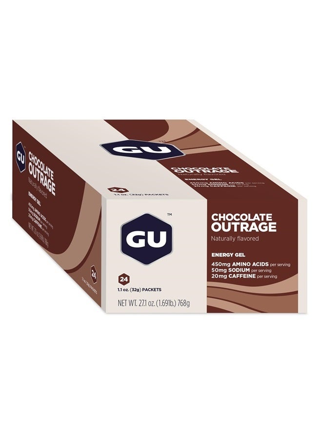 GU Energy Original Sports Nutrition Energy Gel, Vegan, Gluten-Free, Kosher, and Dairy-Free On-the-Go Energy for Any Workout, 24-Count, Chocolate Outrage