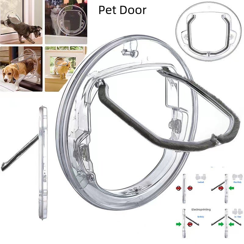 Pet door transparent cat door hole dog free two-way access door installation glass wooden door adjustment control access Transparent