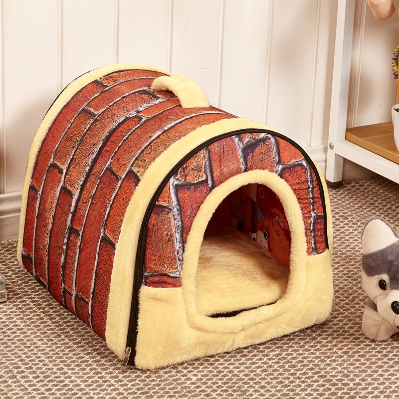 Removable Washable Pet Bed Dog Cat House White Star with blue background