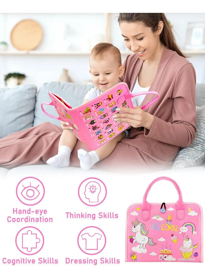 Busy Board Toys For Kids Toddler Sensory Toys Felt Activity Board For Boys And Girls Preschool Educational Learning Toy Gift For 2-4 Years Old Children Travel Toy For Airplane Or Car