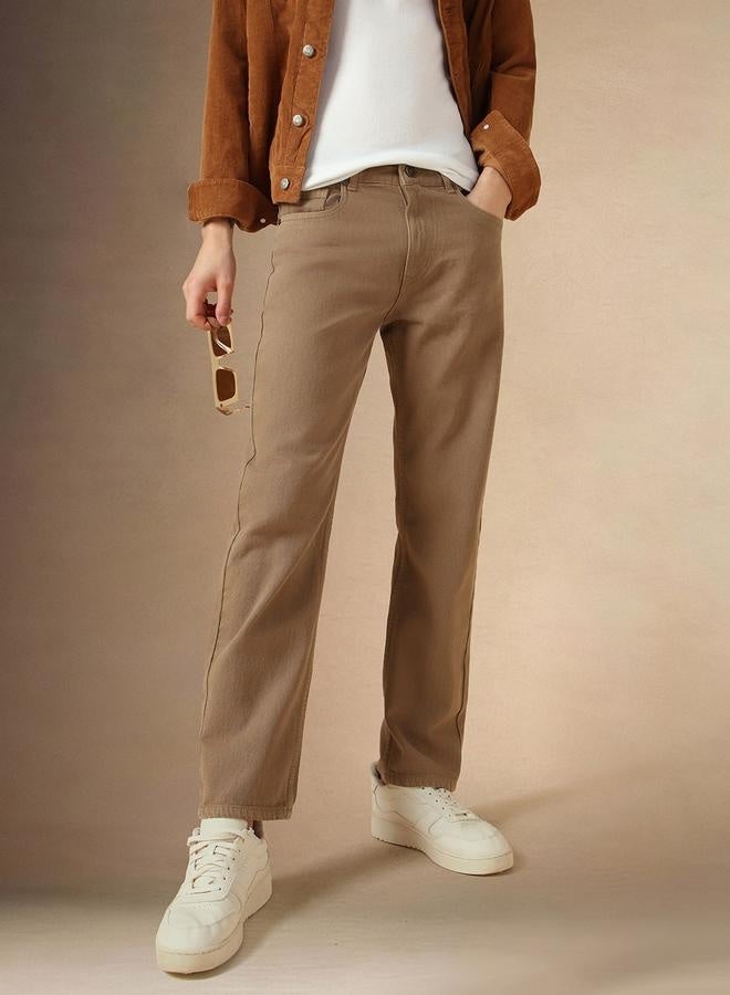 Men's Beige Relaxed Fit Jeans - Everyday Classic Comfort