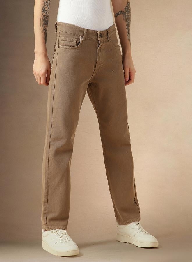 Men's Beige Relaxed Fit Jeans - Everyday Classic Comfort