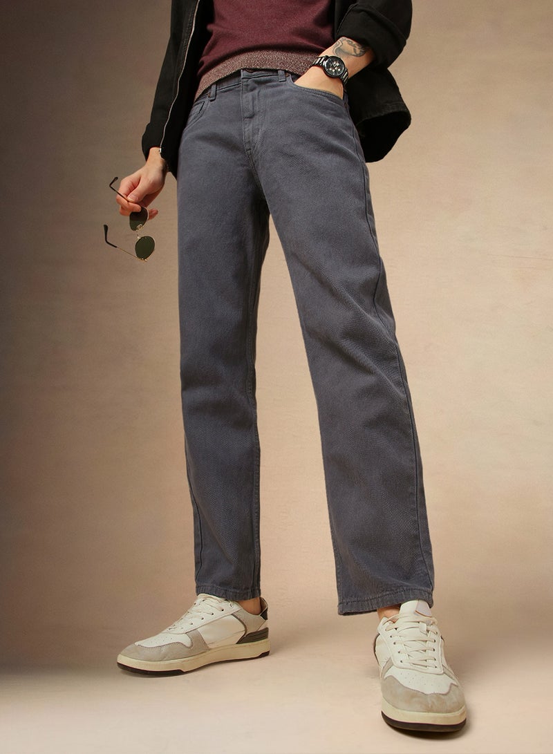 Men's Grey Relaxed Fit Jeans - Sleek and Versatile Denim