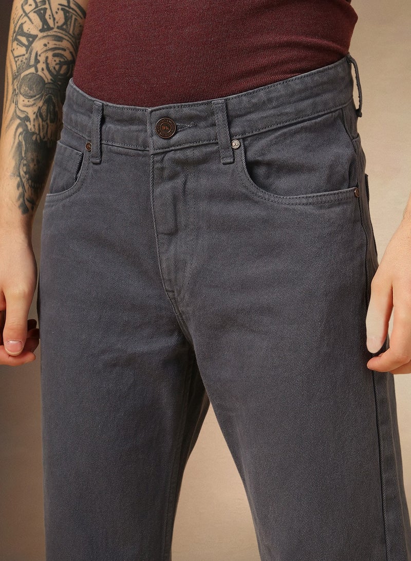 Men's Grey Relaxed Fit Jeans - Sleek and Versatile Denim