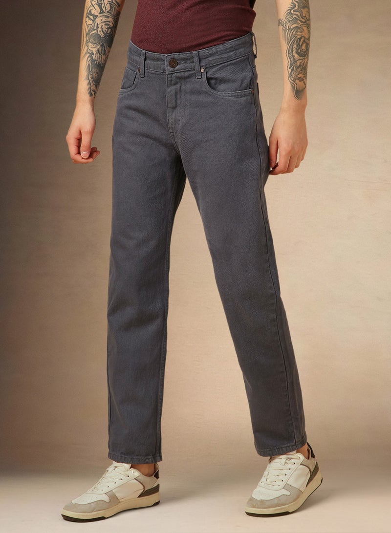 Men's Grey Relaxed Fit Jeans - Sleek and Versatile Denim