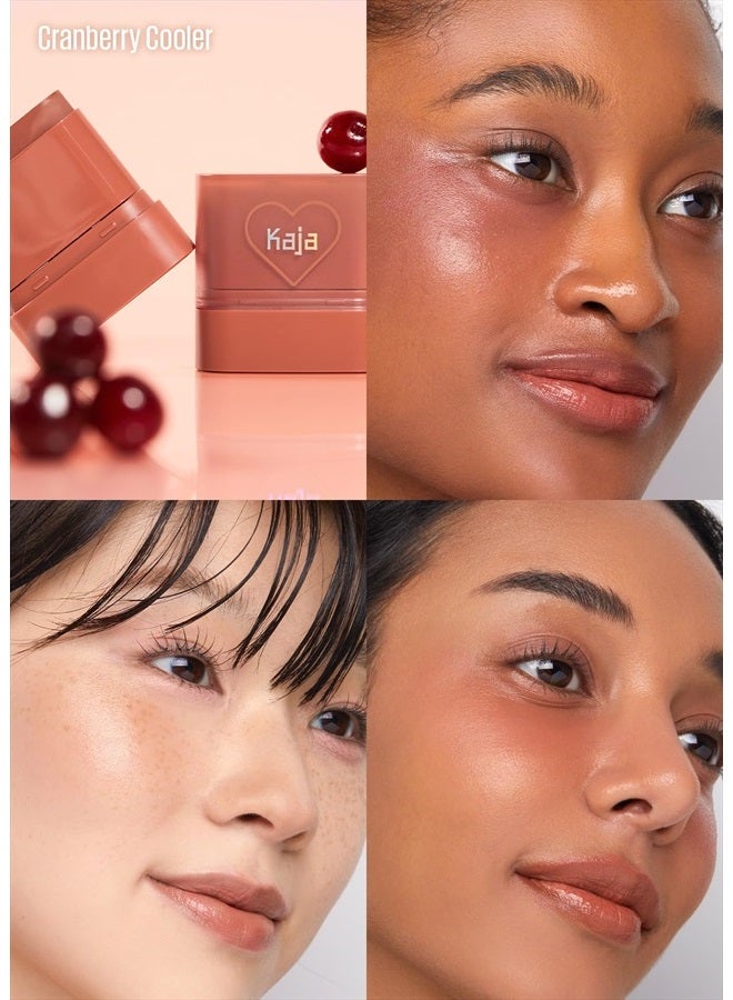 Dewy Bar - Creamy Multi-Stick Blusher & Lip Balm, Korean Cream Blush Stick for Cheeks and Lips, 45% Moisturizing Oil, Apple Extract, Vitamin-Hyaluronic Acid Infused, 05 Cranberry Cooler,10g
