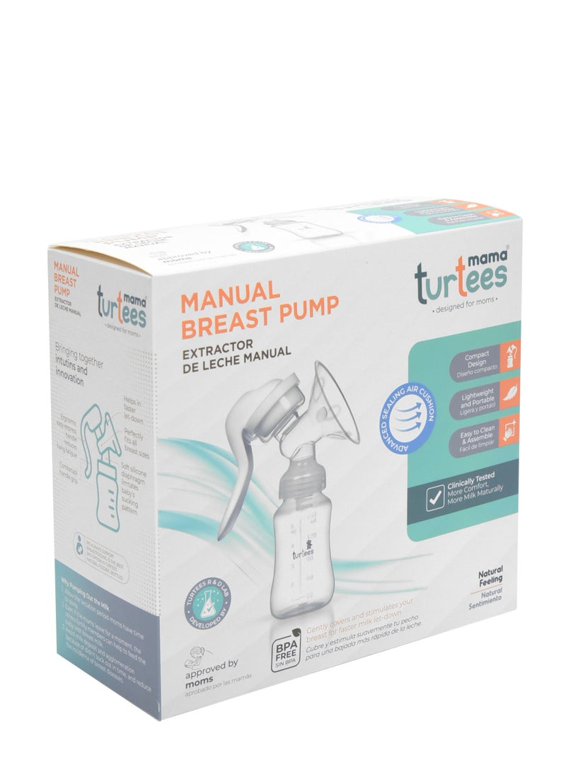 turtees Manual Silicone Breast Pump With Adjustable Suction And Accessories