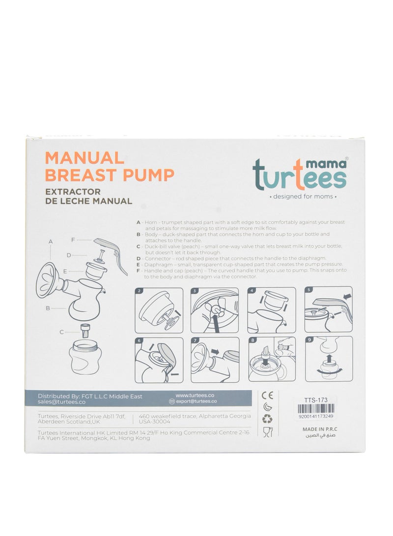 turtees Manual Silicone Breast Pump With Adjustable Suction And Accessories