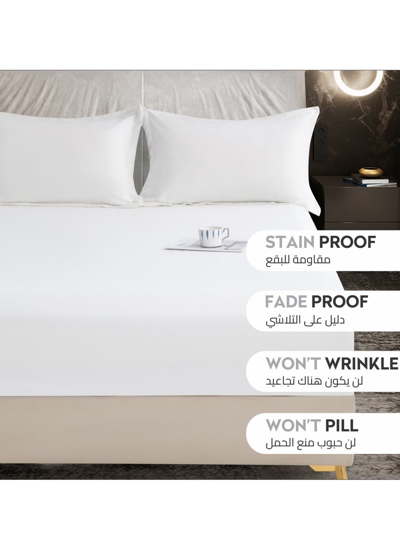 Bedding Fitted Sheet - Fits 90x190 Cm Bed For Single Bed 2 Pcs (1 Fitted Sheet and 1 Pillowcase) - 30 Cm Deep Pocket - Solid Bed Sheet